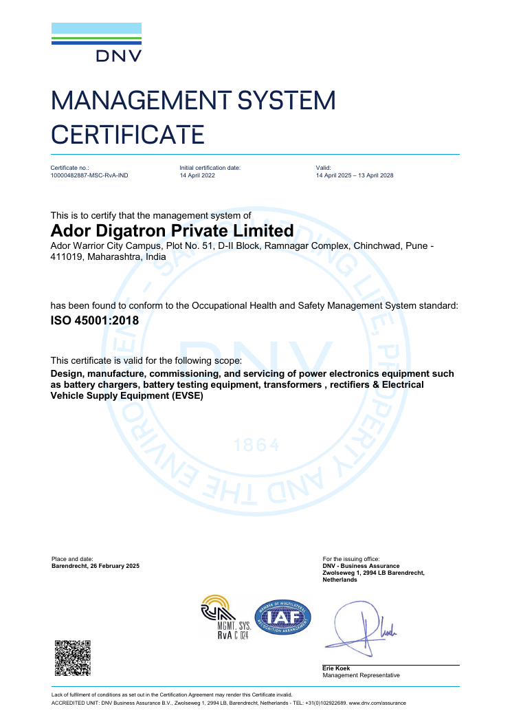 ISO 45001:2018 certificate preview