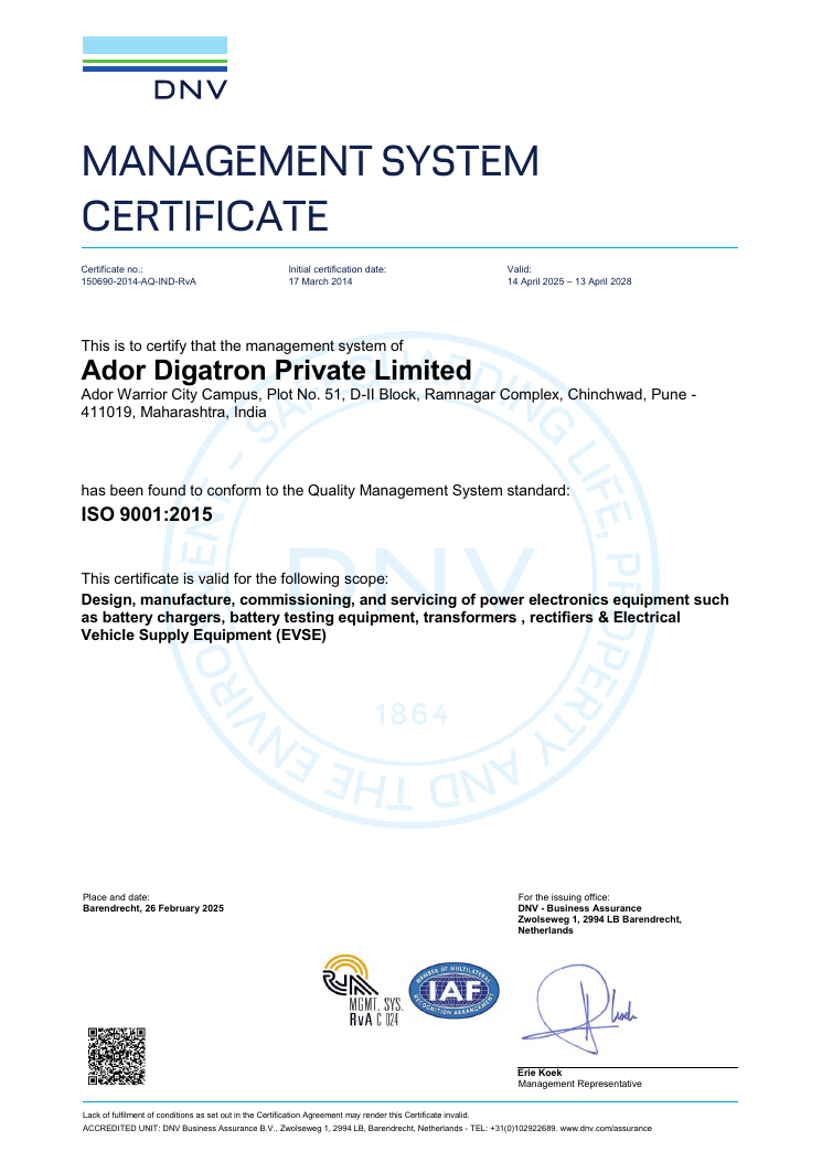 ISO 9001:2015 certificate preview